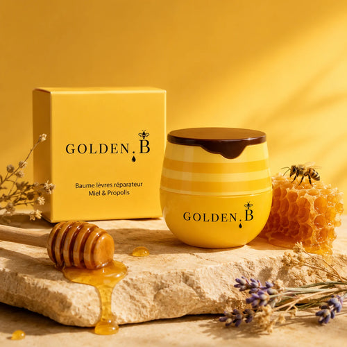 Baume levres Golden.B miel propolis packshot boite jaune